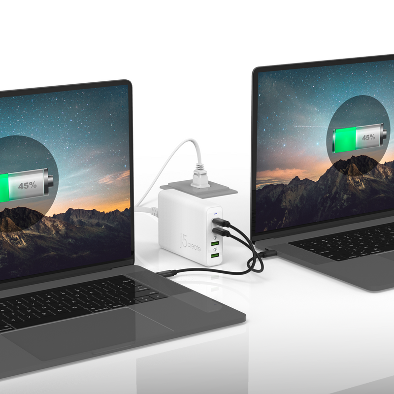j5createは4台同時に高出力充電できる 『100W 4ポート PD充電器JUP44100』を新発売