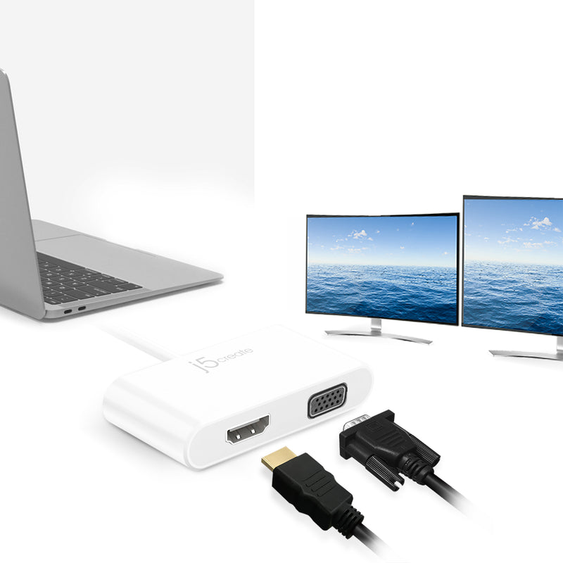 JCA174 USB-C デュアル VGA & HDMI マルチディスプレイアダプター