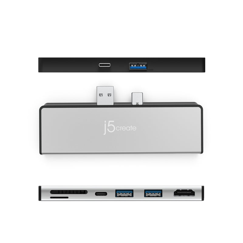 JCD324 Surface Pro 7専用 7in1ミニドック (Silver / Black)