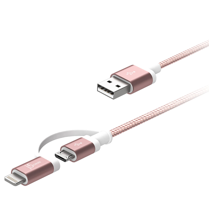 JML11 USB-A to MicroB＆Lighting 2in1 ケーブル (Black / Rose Gold) 1m（日本販売終了）